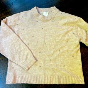 H&M light pink pear detail sweater size S small